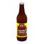 Brown bottle with a yellow label on a white background