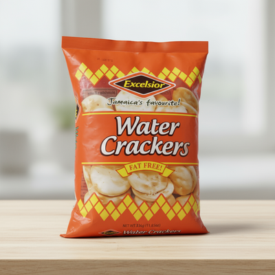 Excelsior water crackers on a table
