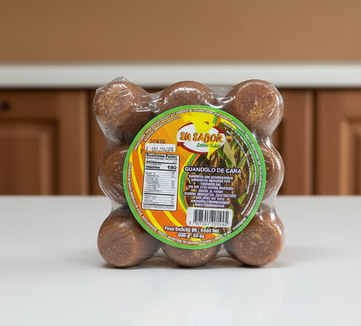 Packaged guandolo de cana with a label on a white background