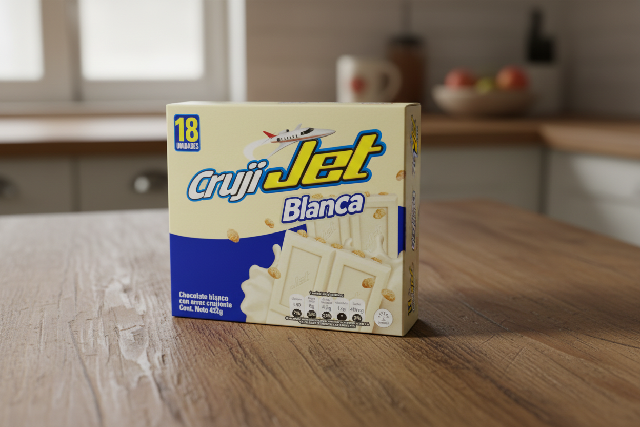 jet chocolate blanco con arroz crujiente
