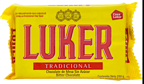 luker chocolate sin azucar tradicional 250gr-bitter chocolate