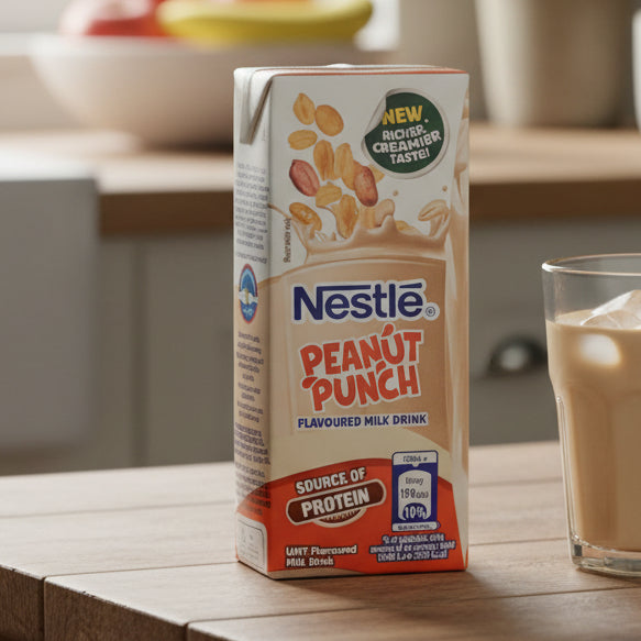 Nestle Peanut Punch milk drink box on a white background