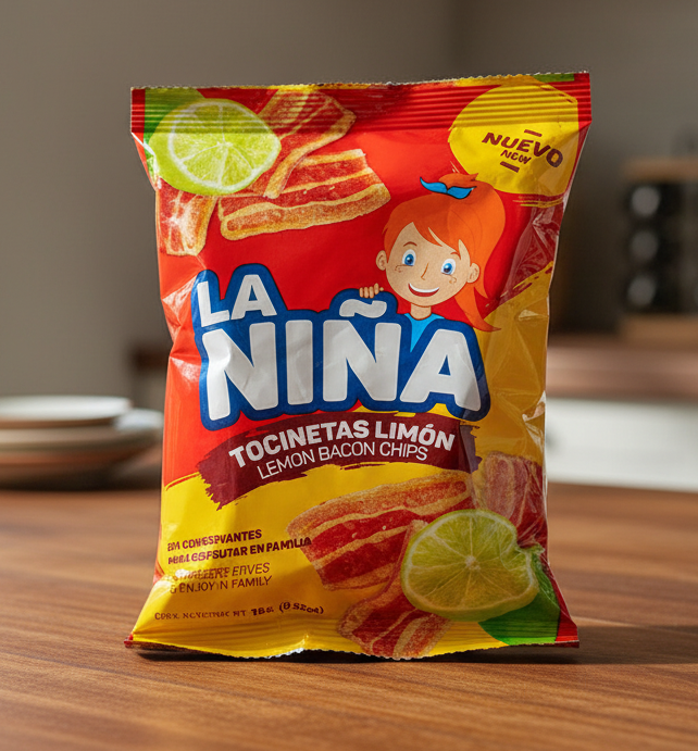 LA NIÑA TOCINETA LIMON 15OZ-LEMON BACON CHIPS