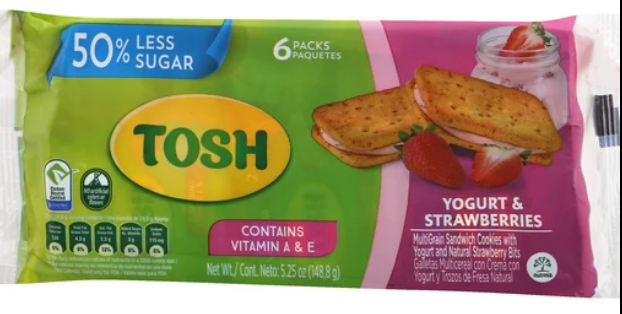 tosh yogurt de fresa 6 ct - strawberry sandwich cookies